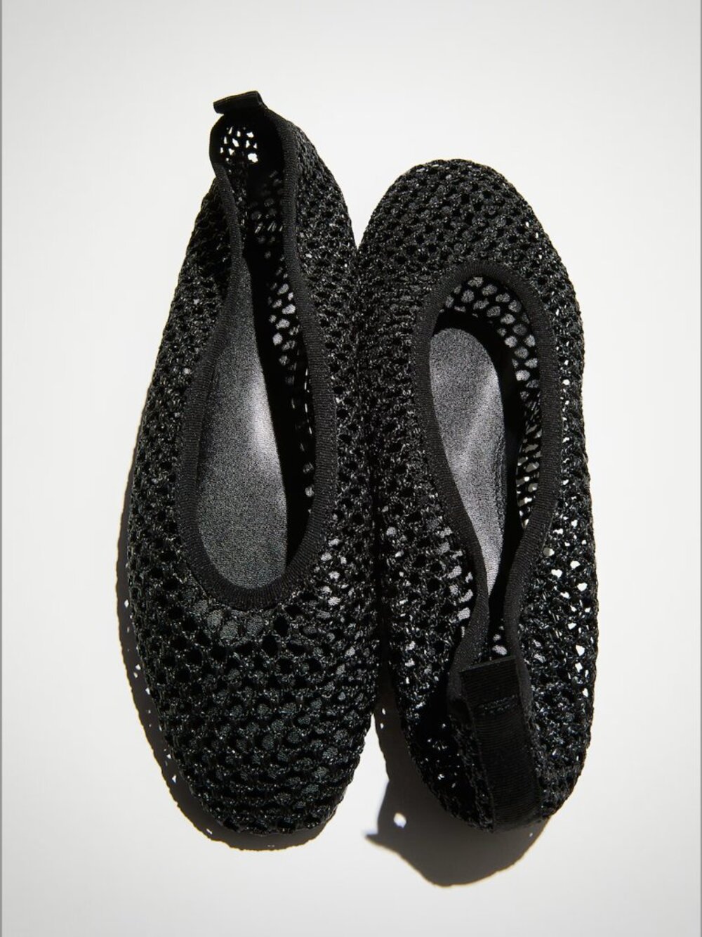 H&M Black Braided Mesh Ballet Flats | Black | Size 8
